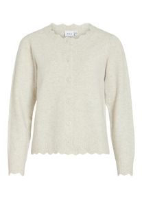Strickjacke Vila "VINIKOLINA L/S O-NECK KNIT CARDIGAN-NOOS", Damen, Gr. XS, super light natural melan, Strick, Obermaterial: 97% Polyester, 3% Elasthan, unifarben, normal, Rundhals, Strickjacken Strickjacke, Materialmix, Stretch, regular fit