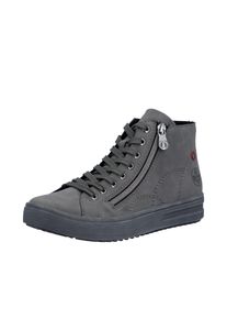 Schn&uuml;rboots Rieker, Damen, Gr. 43, grau, Lederimitat, Schuhe Schn&uuml;rboots, High Top-Sneaker, Herbstschuh mit dezenten Ziern&auml;hten