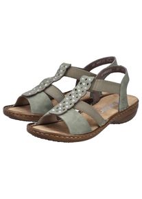 Sandale Rieker, Damen, Gr. 42, gr&uuml;n (schilfgr&uuml;n), Nubuklederimitat, unifarben, Basic, Schuhe Sandale, Sommerschuh, Schlupfschuh mit Gummizug f&uuml;r guten Sitz
