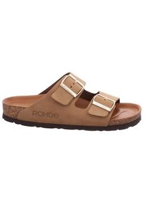 Pantolette Rohde "SUNNYS N12", Damen, Gr. 35, beige, Leder, Schuhe Pantolette, Sommerschuh, Hausschuh mit zwei Schnallenverschl&uuml;sse