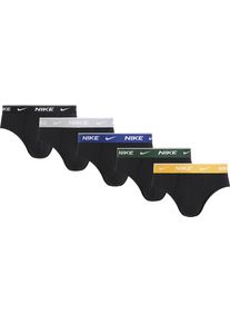 Slip NIKE UNDERWEAR "BRIEF 5PK", Herren, Gr. XXL, 5 Stk., bunt (graphite1), Jersey, Obermaterial: 95% Baumwolle, 5% Elasthan, k&ouml;rpernah, Unterhosen Slip, mit Logo-Elastikbund