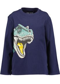 Langarmshirt Blue Seven, Jungen, Gr. 134, blau (nachtblau), Single Jersey, Obermaterial: 100% Baumwolle, bedruckt, unifarben, Basic normal, Rundhals, Shirts Langarmshirt, Baumwolle, mit tollem Dino-Motiv