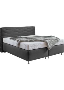 Boxspringbett "Sigma", grau (anthrazit), B:195cm L:210cm, Bezug Bett: Microvelours (100% Polyester) oder Feinstruktur (100% Polyester);Bezug Bonnell-Federkernmatratze: 100% Polyester;Bezug Kaltschaummatratze: 100% Polyester;Bezug Tonnentaschenfederkernmatratze: 80% Baumwolle, 20%Polyester, Westfalia Schlafkomfort, Komplettbetten, Boxspringbett