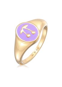 Siegelring Elli "Ring Siegelring Kirsche Emaille 925 Silber vergoldet" Gr. 58, gold, Fingerringe, Damen, 58, Silber 925 (Sterlingsilber), Siegelring
