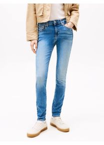 Skinny-fit-Jeans Tommy Jeans "SOPHIE LOW WAIST SKN", Damen, Gr. 30, L&auml;nge 32, blau (denim medium), Denim/Jeans, Obermaterial: 92% Baumwolle, 6% Elastomultiester, 2% Elasthan, skinny fit lang, Jeans Skinny-fit-Jeans, mit niedriger Leibh&ouml;he, Stretch-Denim