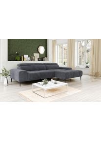 Ecksofa OTTO HOME "Theo L-Form, B: 290 cm", coal, B:290cm T:182cm, 92% POLYESTER (PES) / 8% POLYAMID (PA), Sofas, Ecksofa, mit Kopfteilverstellung, optional Sitztiefenverstellung