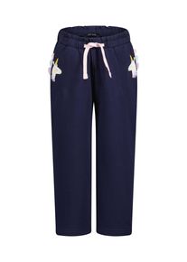 Sweathose Blue Seven, M&auml;dchen, Gr. 134, N-Gr, blau (nachtblau), angeraute Sweatware, Obermaterial: 95% Baumwolle, 5% Elasthan, bedruckt, unifarben, Basic lang, Hosen Sweathose, Baumwollmischung, Druck mit bewegter Applikation