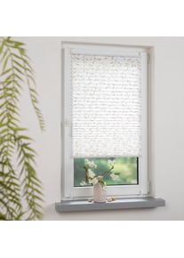 Plissee Liedeco "Klemmfix-Plissee verspannt, Druck Bl&auml;tter", wei&szlig;, beige, B:70cm H:130cm, Plissees, Plissee, Bedrucktes Plissee mit Blattmotiv