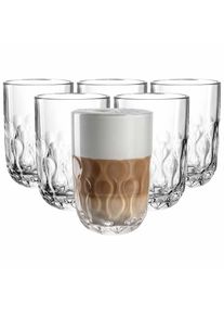 Latte-Macchiato-Glas Leonardo "Latte Macchiato Gl&auml;ser (2) Gocce 390 ml 6er Set transparent", bunt (transparent), 6 tlg., Glas, Trinkgef&auml;&szlig;e, Latte-Macchiato-Glas