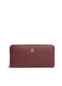 Geldb&ouml;rse Tommy Hilfiger "TH ICON LRG ZA", Damen, bordeaux, Lederimitat, Kleinlederwaren Geldb&ouml;rse, Damen Geldbeutel, Portemonnaie mit edlem TH-Logoelement