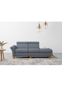 Recamiere OTTO HOME "Lindgren", blau (hellblau), B:206cm H:84cm T:93cm, 100% Polyester, Sofas, Recamiere, wahlweise motorische TV-Funktion, Bettkasten und Kopfteilverstellung