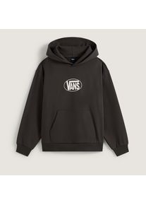 Kapuzensweatshirt Vans "OVAL LOGO RELAXED PULLOVER", Damen, Gr. XS, faded schwarz, Obermaterial: 100% Baumwolle, normal, Rundhals, angesetztes B&uuml;ndchen, Sweatshirts Kapuzensweatshirt, mit Kapuze, aus Baumwolle, Langarm, in normaler L&auml;nge