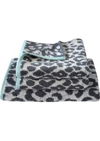 Handt&uuml;cher Dyckhoff "Cool Mint Leo", graphit, mint, B:50cm L:100cm, Walkfrottier, Baumwolle, Handt&uuml;cher, Handt&uuml;cher, Made in Germany, weich und flauschig