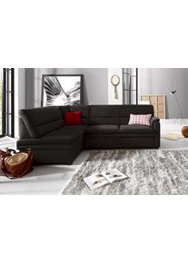 Sit & More Ecksofa SIT & MORE "Pisa L-Form", schwarz, B:245cm H:89cm T:161cm, NaturLEDER (echtes Rindsleder), Korpus in Kunstleder SOFTLUX;Luxus-Microfaser (90% Polyester, 10% Polyamid);Struktur (100% Polyester);Luxus-Microfaser ALTARA NUBUCK (100% Polyester), Sofas, Ecksofa, mit Federkern, wahlweise mit Schlaffunktion