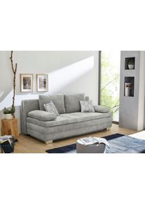 Jockenh&ouml;fer Schlafsofa JOCKENH&Ouml;FER GRUPPE "Lincoln, B: 203 cm, Liegefl. 160x203 cm, Dauerschl&auml;fer", grau (hellgrau), B:203cm H:85cm T:106cm, Sofas, Schlafsofa, mit Schlaffunktion, Bettkasten, Kaltschaumtopper & 2 Zierkissen