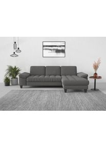 Sit & More Ecksofa SIT & MORE "Westham L-Form", grau, B:275cm H:88cm T:172cm, 90% Polyester 10% Polyamid, Sofas, Ecksofa, Recamiere, mit oder ohne Schlaffunktion, Bettkasten, F&uuml;&szlig;e wengefarben