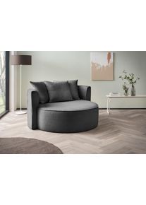 XXL-Sessel "ISALIE Boucl&eacute;, Lesesessel, Loveseat, inklusive Zierkissen", grau (dunkelgrau), B:153cm H:98cm T:145cm, LeGer Home by Lena Gercke, Sessel, XXL-Sessel, extra gro&szlig;e Sitzfl&auml;che, optional mit Hocker, 3 Bezugsstoffe