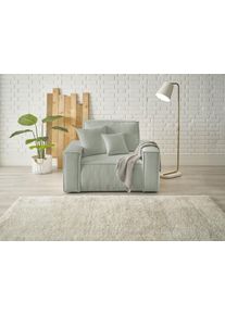 Loveseat OTTO HOME "FINNLEY Boucl&eacute;, XXL-Sessel, Lesesessel, inkl. Zierkissen", gr&uuml;n (mintgr&uuml;n), B:120cm H:85cm T:86cm, Bezugstoff aus 90% recyeltem Material ;Aqua Clean ;Gramatur 580g/qm +/- 5%, Sessel, Loveseat, verf&uuml;gbar in den Stoffqualit&auml;ten Boucl&eacute;, Struktur fein und Mega Cord