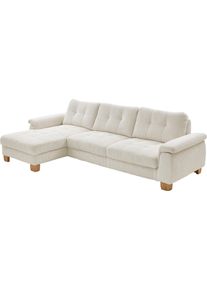 Ecksofa DIE PLANBAR "PP-LA19101 L-Form, Breite 316 cm", wei&szlig; (natur), B:316cm H:86cm T:177cm, 88% Polyester;12% Polyamid, Sofas, Ecksofa, wahlweise mit Schlaffunktion und verstellbaren Kopfst&uuml;tzen, in Cord