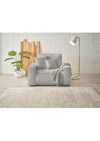 Loveseat OTTO HOME "FINNLEY Boucl&eacute;, XXL-Sessel, Lesesessel, inkl. Zierkissen", grau, B:120cm H:85cm T:86cm, Bezugstoff aus 90% recyeltem Material ;Aqua Clean ;Gramatur 580g/qm +/- 5%, Sessel, Loveseat, verf&uuml;gbar in den Stoffqualit&auml;ten Boucl&eacute;, Struktur fein und Mega Cord