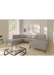 Sit & More Wohnlandschaft SIT & MORE "Morris Jubi U-Form, B: 300 cm", beige (nature), B:300cm H:83cm T:202cm, 100% Polyester, Sofas, Wohnlandschaft, mit Armteilfunktion & 1 Zierkissen, optional Schlaffunktion