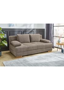 Jockenh&ouml;fer Schlafsofa JOCKENH&Ouml;FER GRUPPE "Calli, B: 205 cm, Liegefl. 160x200 cm, Dauerschl&auml;fer", braun (hellbraun), B:205cm T:110cm, Korpus: 95% Polyester, 5% Nylon;Kissen: 45% Polyacryl, 24% Viscose, 19% Polyester, Sofas, Schlafsofa, mit Schlaffunktion & Bettkasten, Tonnentaschenfederkern