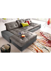 Sit & More Ecksofa SIT & MORE "Palomino L-Form", grau (fango, delfin), B:284cm H:84cm T:109cm, Kunstleder SOFTLUX/Struktur (100% Polyester);Kunstleder SOFTLUX/Feinstruktur (100% Polyester);Kunstleder SOFTLUX/ NaturLEDER (echtes Rindsleder), Sofas, Ecksofa, wahlweise XL oder XXL und mit Schlaffunktion