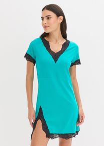 Kort nattlinne med ljuvlig spets - gr&ouml;n - storlek 48/50 (XL) - bonprix