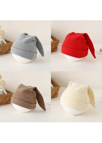Cute Lop-eared Newborn Fetal Hat Autumn Single-Layer Warm Baby Knit Hats Solid Color Woolen Bonnet Cute Children Beanies 0-2Year