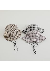 Wide Brim Autumn Sun Hat Baby Plaid Print Fisherman's Hat Children Cotton Bucket Cap for Boys Baby Girls Sunhat Kids Bonnet