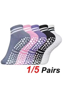 1/5 Pair Women's Silicone Anti Slip Pilates Yoga Socks Sweat Absorbing Breathable Casual Dance Fitness All Season Sports Socks