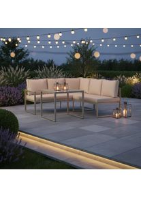 Ambia Garden Dining-Loungeset, Beige, Metall, Kunststoff, einzeln stellbar, 182x176 cm, Gartenm&ouml;bel, Gartengarnituren, Gartenm&ouml;bel-Sets