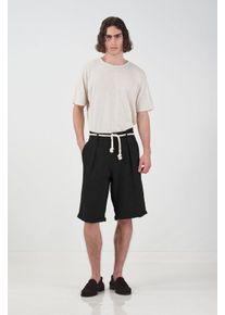 Brede Pijpen Middelhoge Shorts met Strikdetail