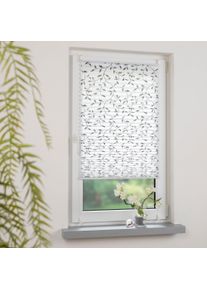 Plissee Liedeco "Klemmfix-Plissee verspannt, Druck Bl&auml;tter", wei&szlig;, schwarz, B:100cm H:130cm, Plissees, Plissee, Bedrucktes Plissee mit Blattmotiv