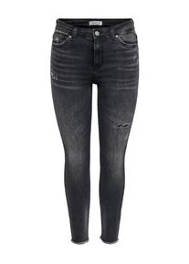 Skinny-fit-Jeans Only "ONLWAUW MW SK ANK RW DNM", Damen, Gr. XL (42), L&auml;nge 32, washed schwarz, Denim/Jeans, Obermaterial: 83% Baumwolle, 15% Polyester, 2% Elasthan, unifarben, skinny fit kn&ouml;chellang, Jeans Skinny-fit-Jeans, Baumwollmischung, mid waist