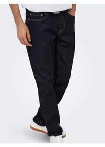 Only & Sons Slim-fit-Jeans ONLY & SONS "ONSLOOM SLIM PIM DNM CIFF", Herren, Gr. 32, L&auml;nge 30, dunkelblau denim, Denim/Jeans, Obermaterial: 63% Baumwolle, 33% Polyester, 2% Elasthan, 2% Viskose, Abriebeffekte, slim fit lang, Jeans Slim-fit-Jeans, Baumwollmischung, slim fit