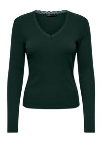 V-Shirt Only "ONLSARA SHARAI L/S V-NECK TOP JRS", Damen, Gr. XL, scarab, Jersey, Obermaterial: 94% Baumwolle, 6% Elasthan, unifarben, slim fit normal, V-Ausschnitt, Shirts V-Shirt, Baumwollmischung, slim fitregular fit