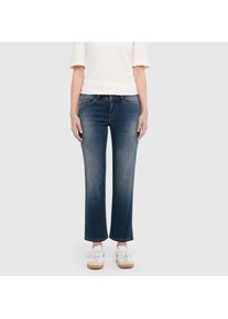 Slim-fit-Jeans MAC "CARRIE straight", Damen, Gr. 42, L&auml;nge 30, stormy midblau, Denim/Jeans, Obermaterial: 71% Baumwolle, 16% Polyester, 11% Modal, 2% Elasthan, slim fit kn&ouml;chellang, Jeans Slim-fit-Jeans, Atmungsaktiver Ganzjahres-Denim