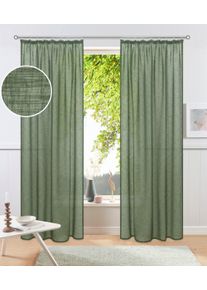 Gardine OTTO HOME "Fiete" Gr. 4, dunkelgr&uuml;n, B:140cm H:245cm, Polyester, Gardinen, Gardine, Leinen Optik, Sichtschutz, halbtransparent, einfarbig, Leinenoptik