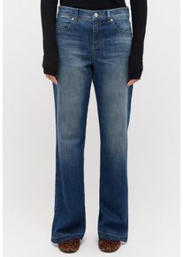 Bootcut-Jeans Angels "LARA BOHO", Damen, Gr. 38, L&auml;nge 32, blau (gr&uuml;nish blau used), Denim/Jeans, Obermaterial: 91% Baumwolle, 6% Polyester, 3% Elasthan, lang, Jeans Bootcut-Jeans, mit Schlitz am Beinabschlu&szlig;, Wide Leg, Stretch