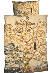 Bettw&auml;sche Goebel "Lebensbaum", beige, B/L: 155cm x 220cm, 1 Stk., 1 Stk., Satin, B/L: 80cm x 80cm, 2 Stk., Satin, Obermaterial: 100% Baumwolle, Bettw&auml;sche, Bettw&auml;sche, edles, elegantes Design
