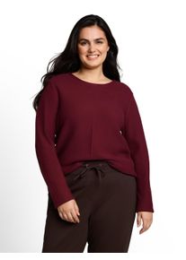 Strickpullover Tom Tailor PLUS "TTP Pullover", Damen, Gr. 52, preppy plum, Strick, Obermaterial: 100% Baumwolle, unifarben, regular fit h&uuml;ftbedeckend, Rundhals, Rollkante, Pullover Strickpullover, mit feiner Struktur und aus reiner Baumwolle / Gro&szlig;e Gr&ouml;&szlig;en