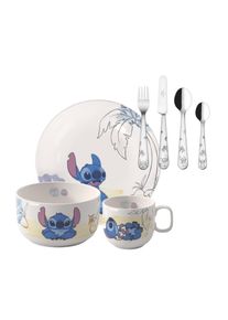 Villeroy & Boch Kindergeschirr-Set VILLEROY & BOCH "Kindergeschirr-Set Disney Stitch 7er Set bunt", wei&szlig; (bunt), 7, Geschirr-Sets, Kindergeschirr-Set, Sp&uuml;lmaschinenfest, Mikrowellensicher