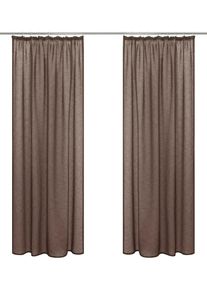 Gardine OTTO HOME "Fiete" Gr. 1, braun, B:140cm H:145cm, Polyester, Gardinen, Gardine, Leinen Optik, Sichtschutz, halbtransparent, einfarbig, Leinenoptik