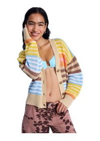 Fleecepullover Roxy "Cosmic Coast Stripes", Damen, Gr. XL, bunt (coconut milk horizon prism str), Obermaterial: 100% Baumwolle., Sweatshirts Fleecepullover