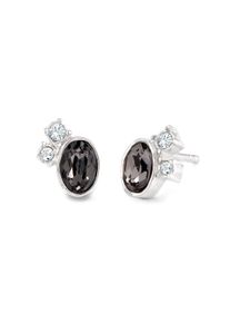 Paar Ohrstecker Elli "Ohrringe Ohrstecker Oval Grau 925 Sterling Silber, mit Kristallen von Swarovski(R)" Gr. 9, silber, Ohrringe, Damen, 9, Silber 925 (Sterlingsilber), Paar Ohrstecker