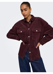 Hemdbluse Only "ONLTIGGY L/S CORD SHACKET PNT", Damen, Gr. XS, fudge, Cord, Obermaterial: 100% Baumwolle, unifarben, oversize h&uuml;ftbedeckend, Blusen Hemdbluse, Baumwolle, oversize