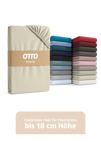 Spannbettlaken OTTO HOME "PHYSALIS in BASIC und PREMIUM Qualit&auml;t, 100% Baumwolle", beige, B:120cm L:200cm, Jersey (160 g/m&sup2;), Obermaterial: 100% Baumwolle, Bettlaken, Spannbettlaken, f&uuml;r Matratzen bis 18 cm H&ouml;he, Bettlaken, Spannbetttuch, pflegeleicht