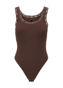 Body Only "ONLVINI S/L LACE BODYSUIT RS JRS", Damen, Gr. XL, N-Gr, coffee bean, Jersey, Obermaterial: 94% Baumwolle, 6% Elasthan, unifarben, Rundhals, Bodys Body, Baumwollmischung, Spitze