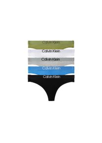 Tanga "THONG 5PK", Damen, Gr. XS (34), 5 Stk., schwarz, poseidon blau, grau heather, cl, Webqualit&auml;t, Obermaterial: 95% Baumwolle, 5% Elasthan, Calvin Klein Underwear, k&ouml;rpernah, Unterhosen Tanga, Mit elastischem Bund